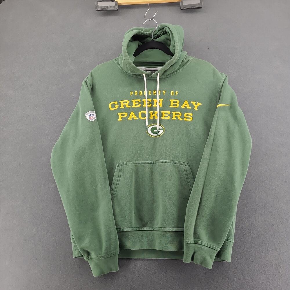 Nike Green Bay Packers Property Of Hoodie Pullover Fleece Green Yellow Embroider